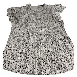 Adrianna Papell Ladies Blouse‎ Top Shirt Black And White Large